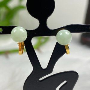 Gold Tone & Green Aventurine Clip-On Earrings